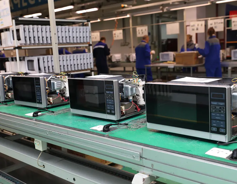 Appliances made with electro galvanized steel on an assembly line